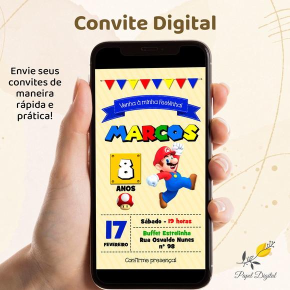 Convite Digital Super Mario Modelo 3