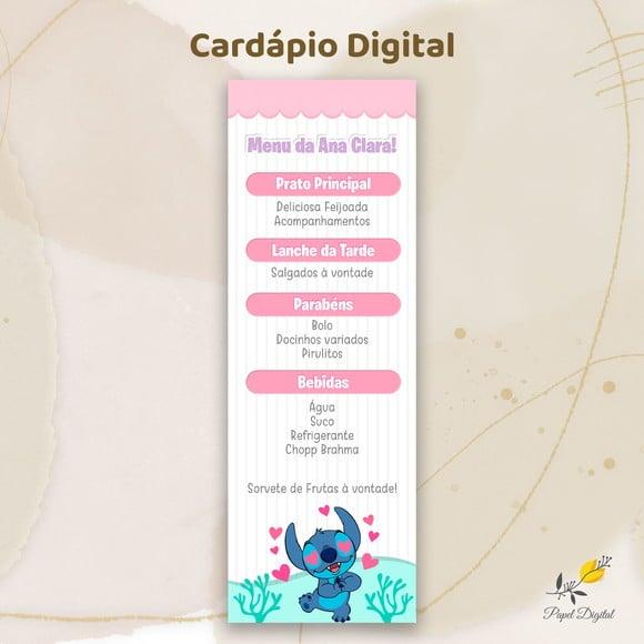 Cardápio Digital Festa Infantil Stitch