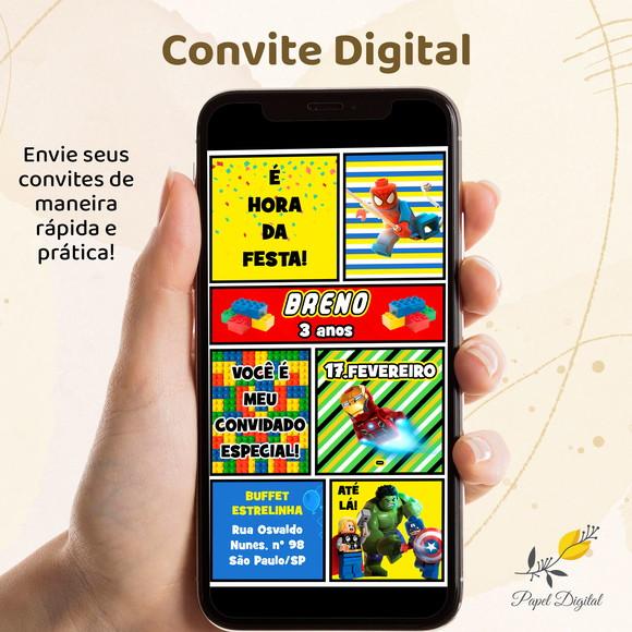 Convite Digital Lego Marvel Modelo 4