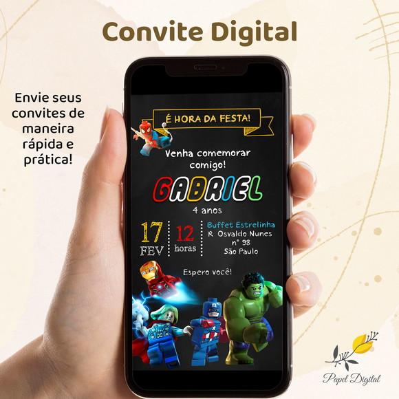 Convite Digital Lego Marvel Modelo 3