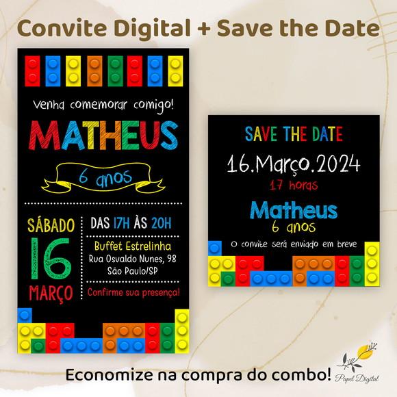 Convite + Save The Date Lego