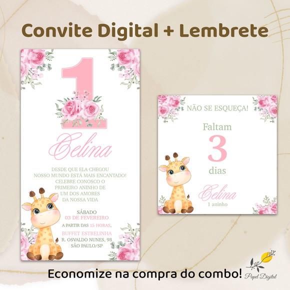 Convite + Lembrete Girafa