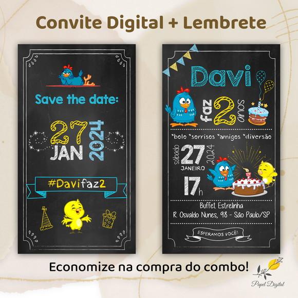 Convite + Save The Date Galinha Pintadinha Modelo 1