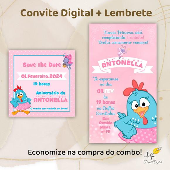 Convite + Save The Date Galinha Pintadinha Modelo 2