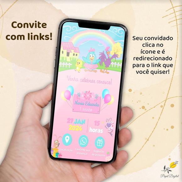 Convite Interativo Galinha Pintadinha Rosa