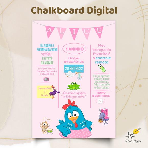 Chalkboard Digital Galinha Pintadinha Modelo 6