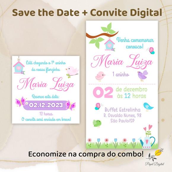 Convite + Save The Date Digital Jardim