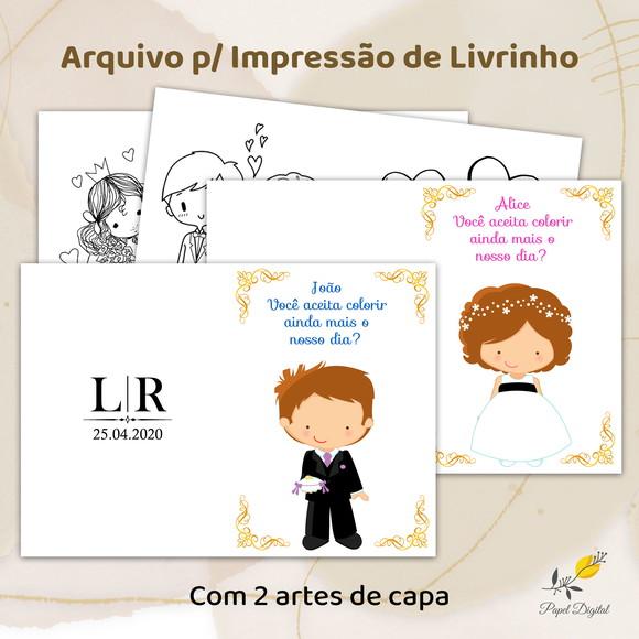 Livrinho para Colorir - Casamento 2 Capas (arquivo Digital)