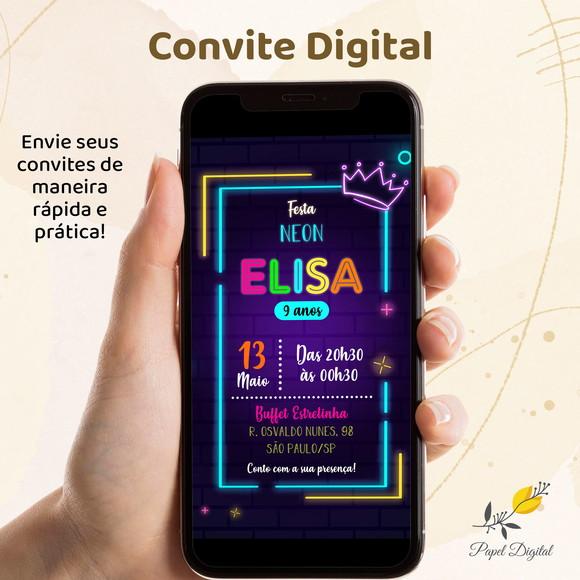 Convite Digital Neon Modelo 4