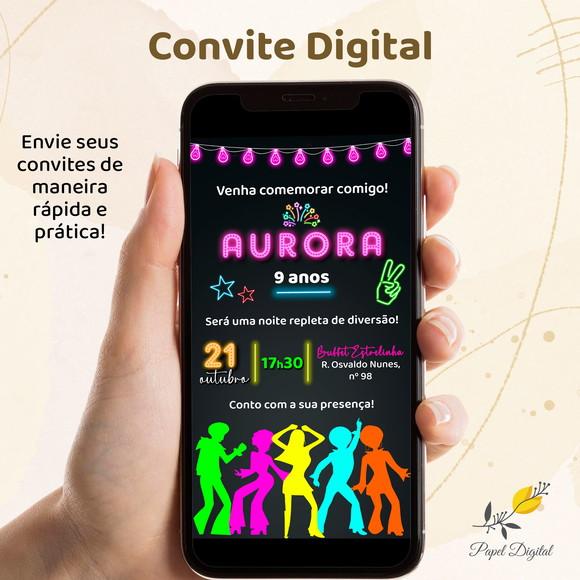 Convite Digital Neon Modelo 7