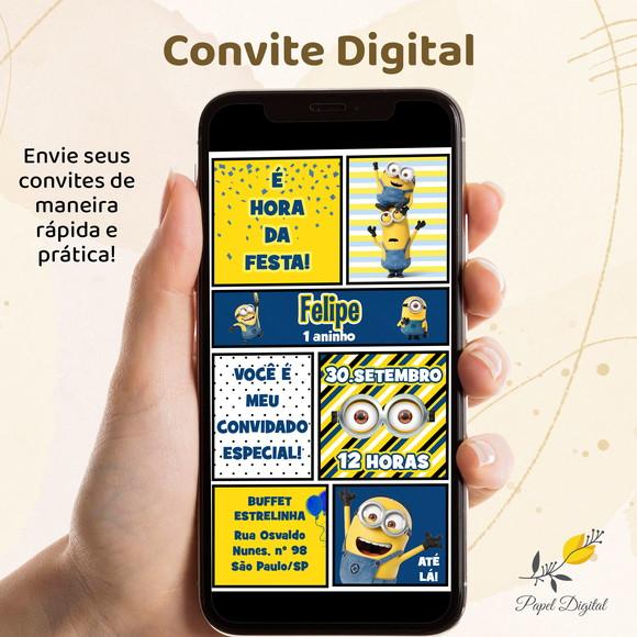 Convite Digital Minions Modelo 5