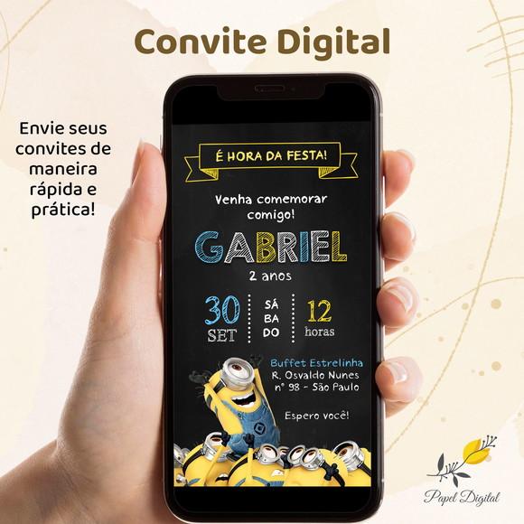 Convite Digital Minions Modelo 6