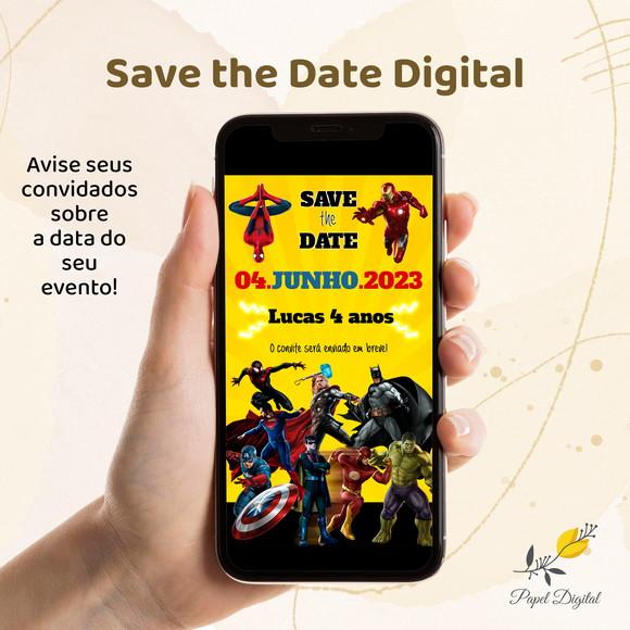 Save The Date Digital Super Heróis Modelo 2