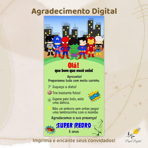 Agradecimento Digital Super Heróis