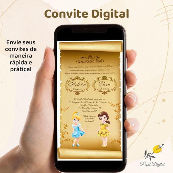 Convite Digital Princesas Modelo 4