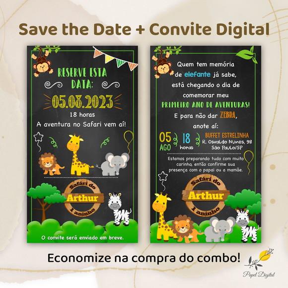 Convite + Save The Date Digital Safari