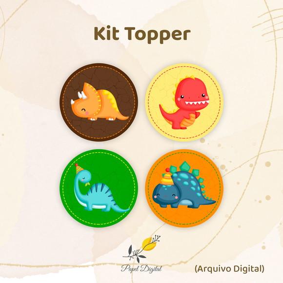 Kit 4 Tags Digitais Dinossauro
