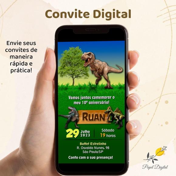 Convite Digital Dinossauro Modelo 8