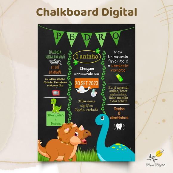 Chalkboard Digital Dinossauro Modelo 3