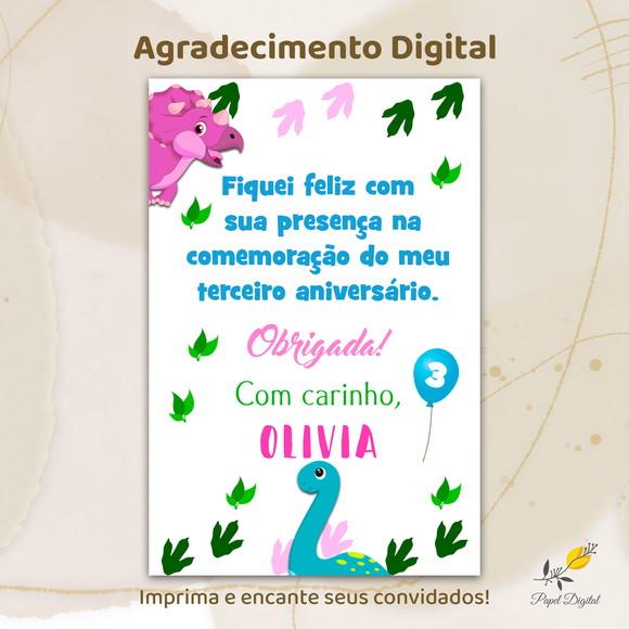 Agradecimento Digital Dinossauro Modelo 2