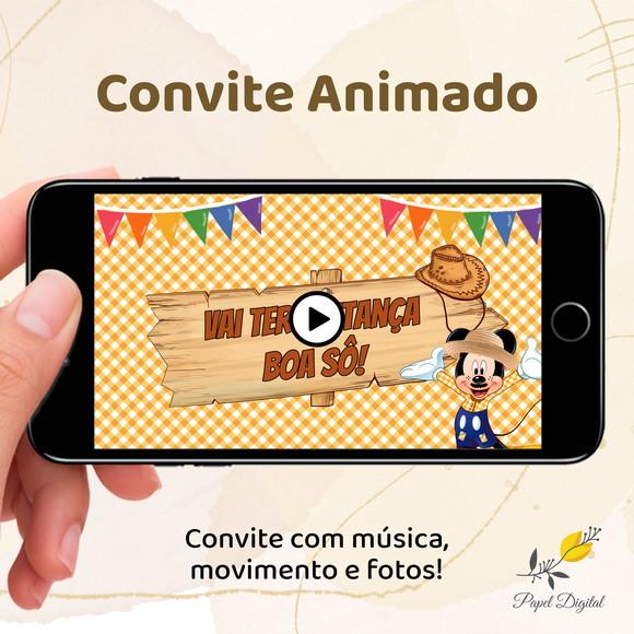Convite Animado (vídeo) Arraiá do Mickey