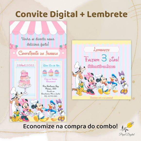Convite + Lembrete Digital Minnie Modelo 3