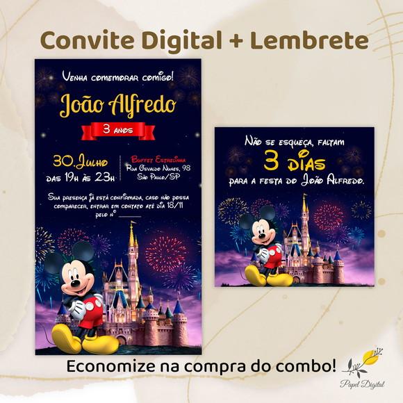 Convite + Lembrete Mickey Modelo 2