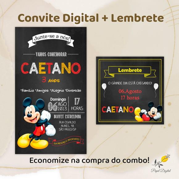 Convite + Lembrete Mickey Modelo 1