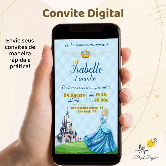 Convite Digital Cinderela Modelo 3