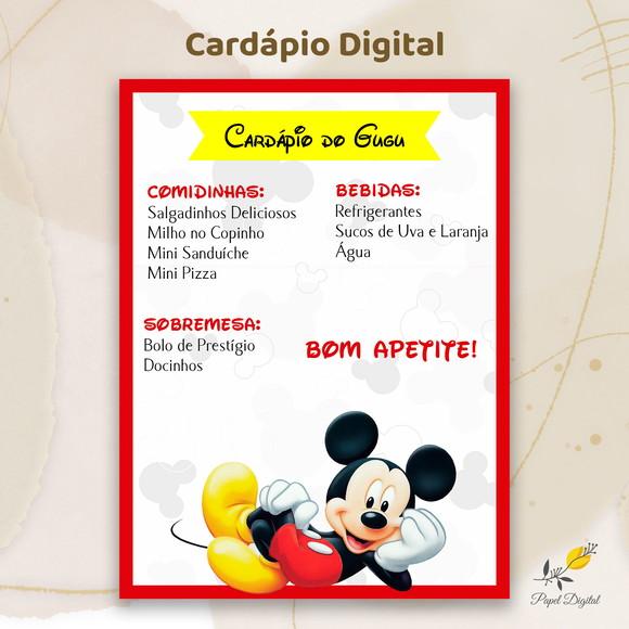 Cardápio Digital Festa Infantil Mickey