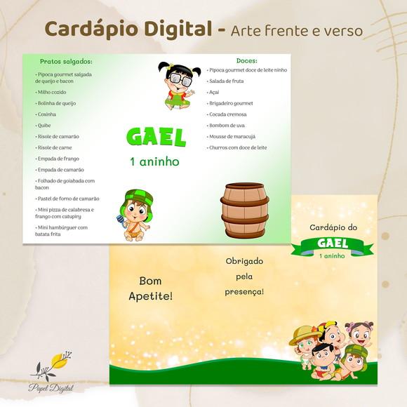 Cardápio Digital Festa Infantil Chaves