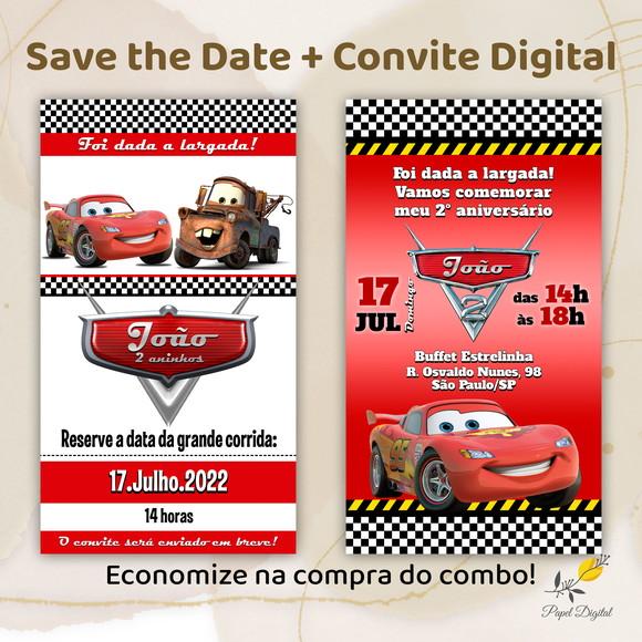 Convite + Save The Date Digital Carros