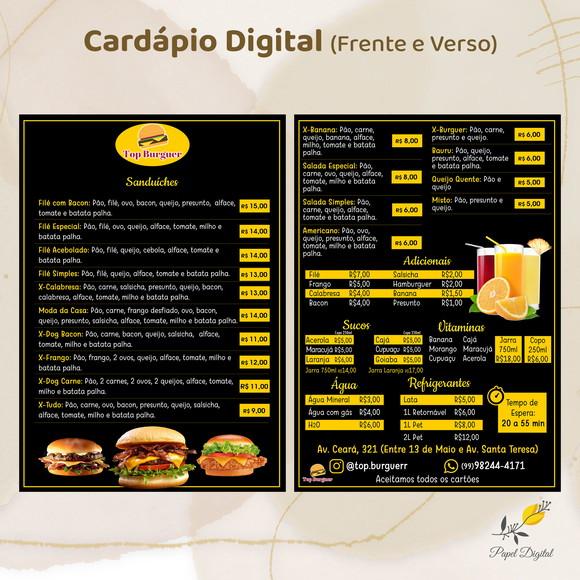 Cardápio Digital Modelo 42 (frente e Verso)