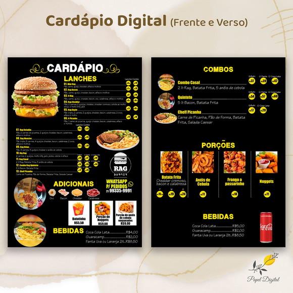 Cardápio Digital Modelo 39 Frente e Verso