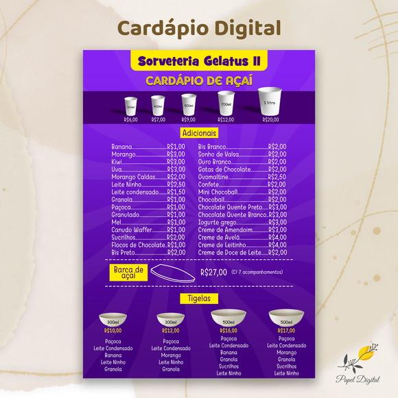 Cardápio Digital Modelo 38