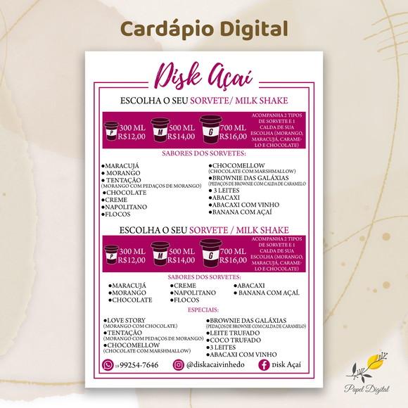 Cardápio Digital Modelo 35