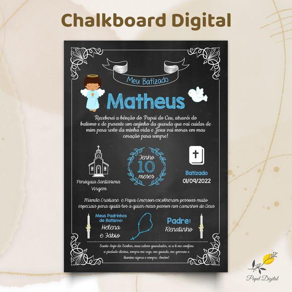 Chalkboard Digital Batizado Modelo 7