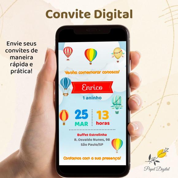Convite Digital Balões Modelo 2