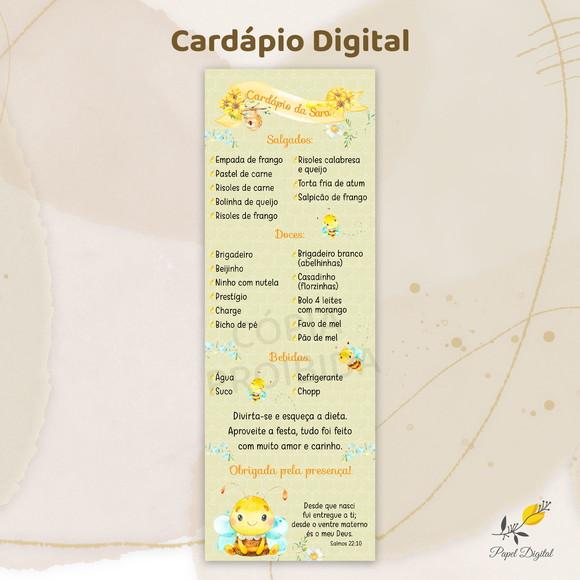 Cardápio Digital Festa Infantil Abelhinha