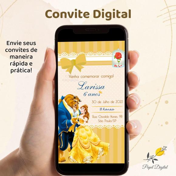 Convite Digital Bela e a Fera Modelo 8