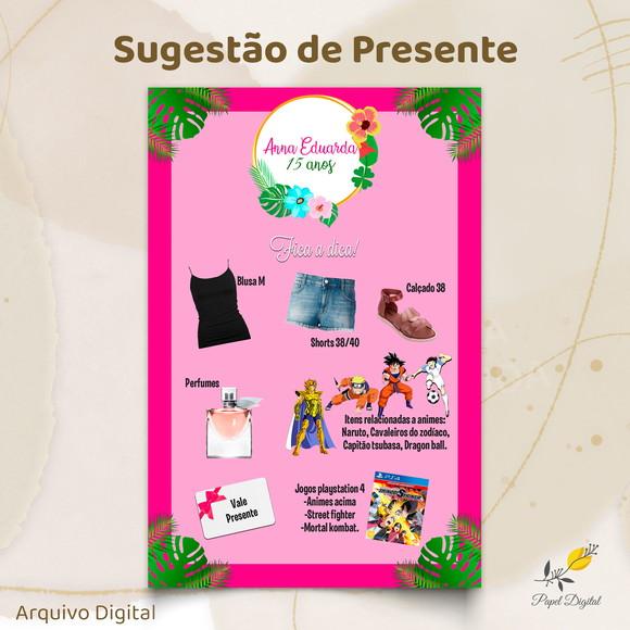 Sugestão de Presente 15 Anos