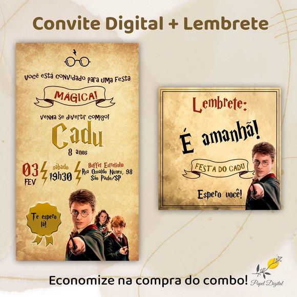 Convite + Lembrete Harry Potter