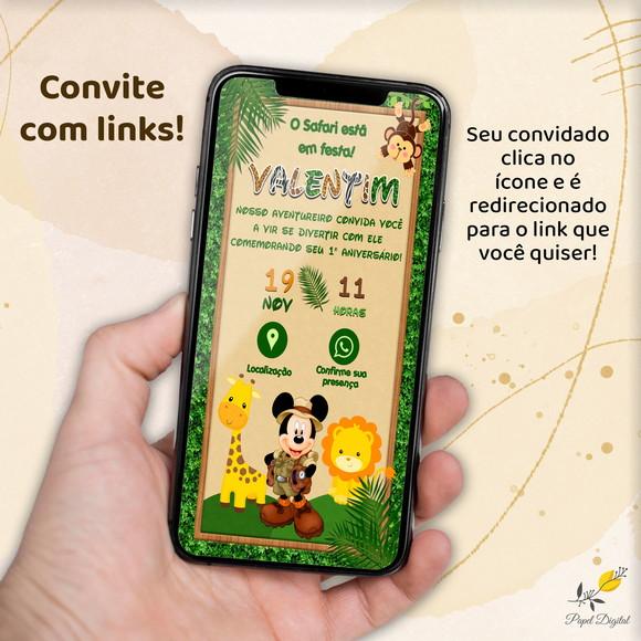 Convite Interativo Mickey Safari Modelo 1