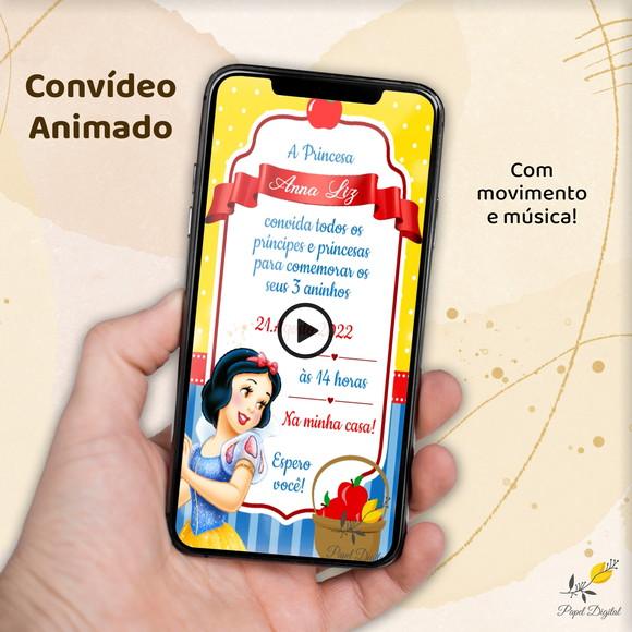 Convídeo Animado Branca de Neve