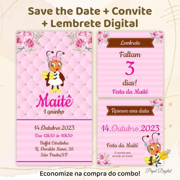 Convite Digital + Save The Date + Lembrete Dona Baratinha