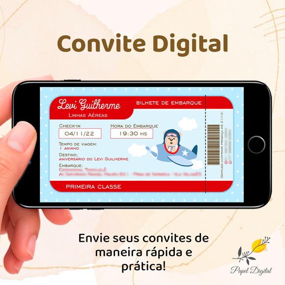 Convite Digital Urso Aviador