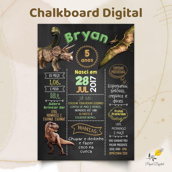 Chalkboard Digital Dinossauro Modelo 2