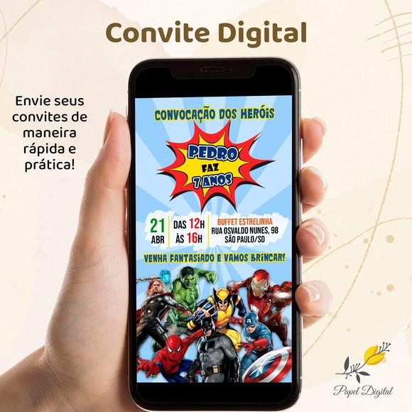 Convite Digital Super Heróis Modelo 11
