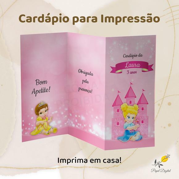 Cardápio Digital Festa Infantil Princesas