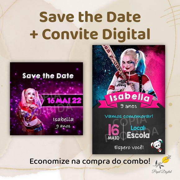 Convite + Save The Date Digital Arlequina